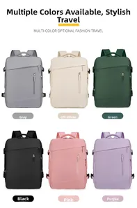 Collage di zaini business nei colori grigio, beige, verde, nero, rosa e viola scuro