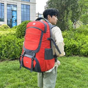 85L large capacity red outdoor hiking backpack with ergonomic straps for camping
