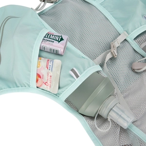 Gilet d'hydratation de marathon vert menthe avec maille respirante et bandes réfléchissantes