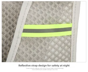 Close-up of breathable honeycomb mesh fabric and neon yellow reflective safety strip