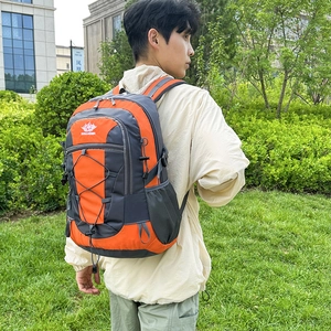 Outdoor lightweight hiking backpack in bright orange with ergonomic breathable straps