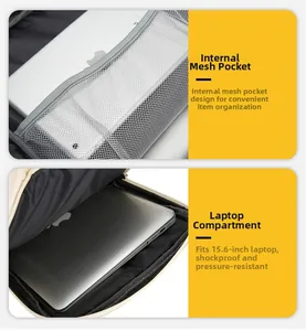 Dettaglio del comparto per laptop da 15,6 pollici con fodera spessa e borsa a rete interna