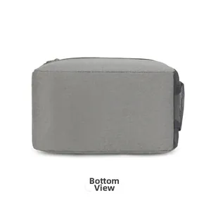 Bottom view of the large capacity insulated oxford fabric lunch bag in grey