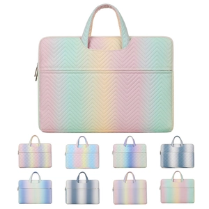 Damen Mode Farbverlauf Regenbogen Gesteppte Laptoptasche Handtasche Für Notebook Wasserdicht Stoßfest Business Office Tragetasche