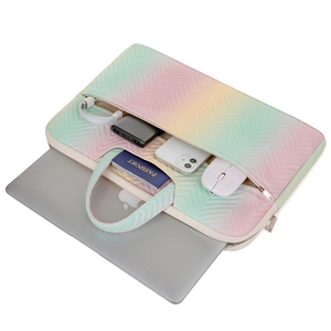 Regenbogen-Laptoptasche mit V-Steppmuster und multifunktionalen Organizer-Fächern