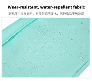 Detail of water-resistant high-density oxford fabric with water droplets on running belt
