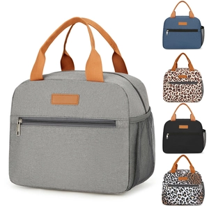 Large Capacity Portable Oxford Cloth Insulated Lunch Bag Waterproof Thermal Bento Pouch With Front Pocket And Side Mesh For School Office Picnic