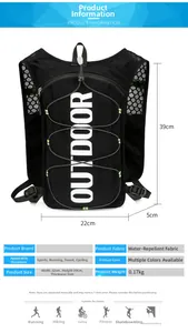 Detail showing dimensions of the lightweight waterproof nylon running vest with measurements