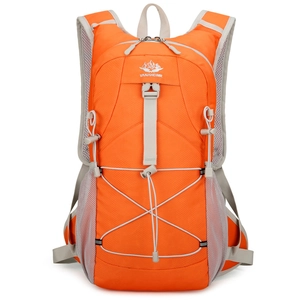 Orange lightweight outdoor cycling backpack with VANAHEIMR logo and mesh side pockets