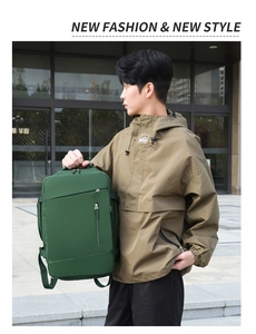 Mochila para portátil de negocios en verde oscuro con múltiples compartimentos y gran capacidad