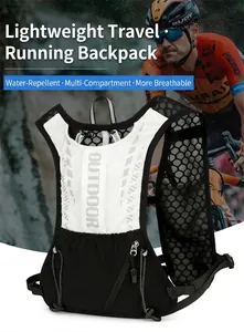 Detail view of breathable nylon running vest with honeycomb mesh and reflective stripes