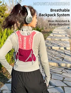 Pink breathable hydration vest backpack for outdoor running and marathon training