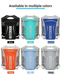 Outdoor hydration vest in six colors including black, green, and blue for running