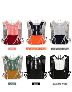 Breathable running vest backpack shown in six different color options for outdoor sports