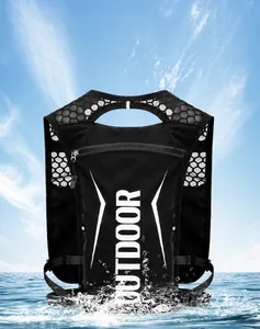 Waterproof nylon running vest bag detail showing breathable mesh straps and water resistance