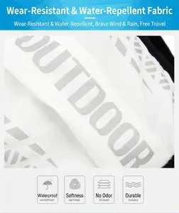 Detail of waterproof white nylon fabric with Outdoor print on the running vest