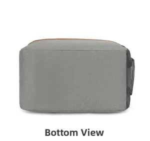 Bottom view of the insulated oxford cloth lunch bag showing durable stitching and gray fabric