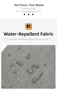 Dettaglio del tessuto Oxford grigio ad alta densità con texture idrorepellente