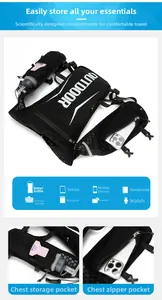 Detail of black running vest with multi-pocket storage for water bladders and gear