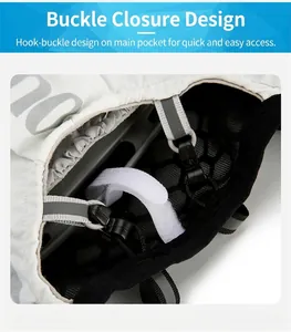 Detail of outdoor running vest with buckle closure and reflective lettering design