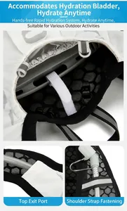 Detail of running vest with water bladder compartment and adjustable straw fixed straps