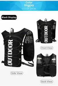 Detailed views of lightweight nylon running vest with breathable mesh and storage pockets
