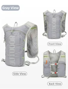 Detail view of reflective nylon running vest with mesh back and emergency whistle