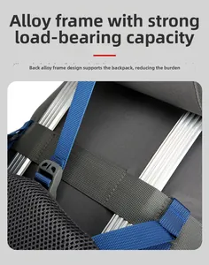 Detail of internal aluminum alloy support frame for high load capacity in hiking backpack