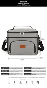 Details zu Maßen und wasserabweisendem Stoff der grauen isolierten Picknick-Kühltasche