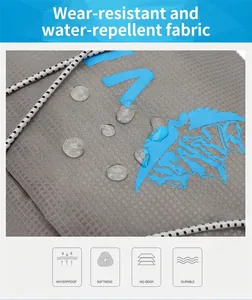 Close-up of water-resistant gray lattice fabric for outdoor hiking backpacks