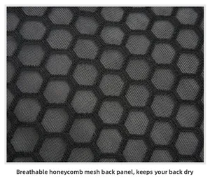 Close-up of breathable hexagonal honeycomb mesh fabric on a black running vest