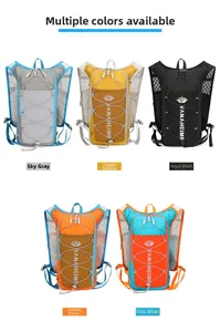 Detail view of lightweight cycling backpacks in five colors with reflective strips