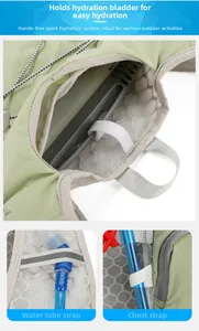 Detail der wasserdichten Wanderweste mit Trinkblasenfach und Hydratations-Schlauchsystem