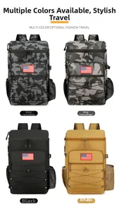 Zaino termico tattico in nero, mimetico e kaki con toppa della bandiera americana