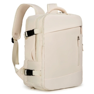 Mochila ejecutiva para portátil con tela impermeable y gran capacidad color crema