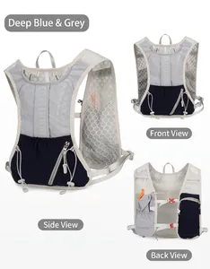 Three-angle view of lightweight breathable nylon hydration vest for running and hiking
