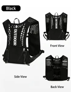 Macro detail of breathable honeycomb mesh and reflective strips on black running vest