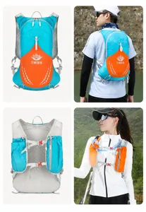 Gilet d'hydratation bleu et orange avec dos en maille et sangles de poitrine réglables