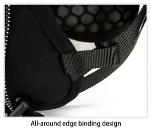 Detail shot of the breathable honeycomb mesh and reinforced edge binding on black sports bag