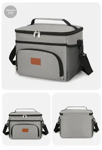 Isolierte Kühltasche in Elegantem Grau mit dicker Aluminiumfolie und verstellbarem Gurt