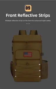 Zaino tattico termico con striscia riflettente e patch bandiera USA per sicurezza
