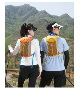 Outdoor hydration vest backpack for trail running and hiking with elastic cords