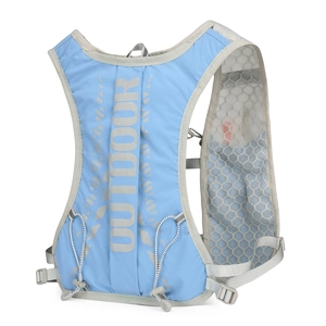 Sky blue 5L hydration vest for running and cycling with reflective outdoor print