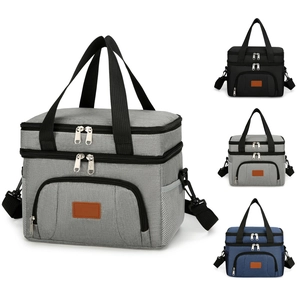 Insulated Lunch Bag Double Layer Oxford Cloth Thermal Picnic Bag Waterproof Portable Cooler Tote For Outdoor Camping