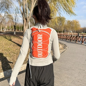 Orange multifunctional nylon running vest with reflective stripes for outdoor sports