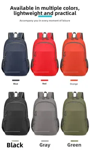 Matrix display of lightweight foldable sports backpacks in six different vibrant colors