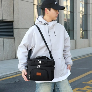 Dual compartment insulated lunch bag with adjustable shoulder strap for picnic