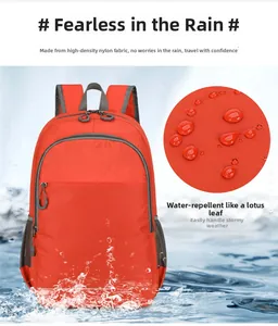 Detail showing orange high-density nylon fabric with water-repellent performance