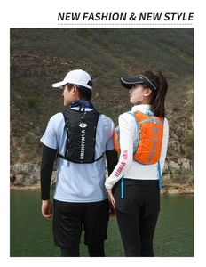 Outdoor hydration vest with breathable mesh and elastic cord system for running and hiking