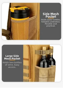 Tasche laterali a rete per borracce o bottiglie di vino con fibbie su zaino termico